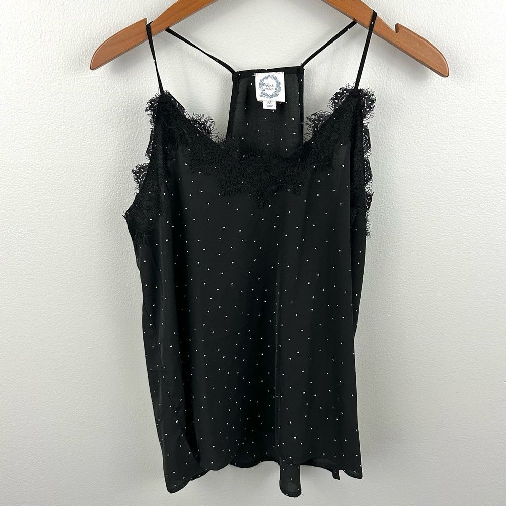 Blue Rain For Francesca’s Black & White Polka Dot Cami Blouse Size Medium Chic